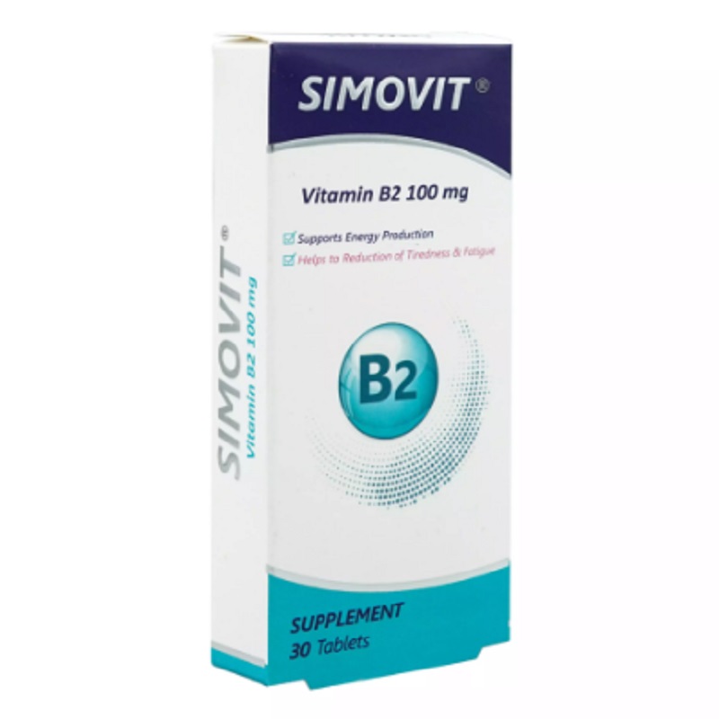 قرص ویتامین ب 2 سیموویت سیمرغ عطار دارو 100 میلی گرم 30 عددی